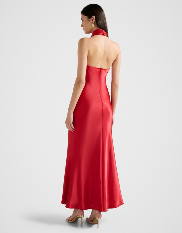 Forever New - Yvette Halter Neck Satin Maxi Dress