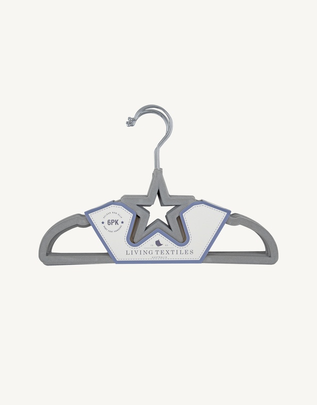Living Textiles - 6pk Baby Coat Hanger - Grey Star