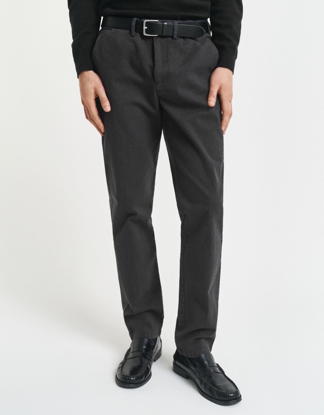 Gant - Slim Fit Cotton Herringbone Pants