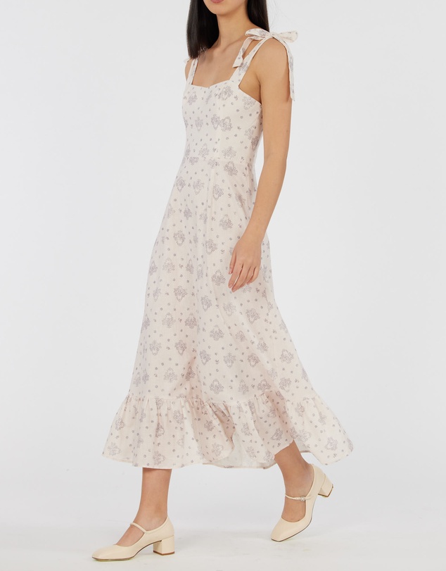 Amelius - Blue Maiden Linen Midi Dress