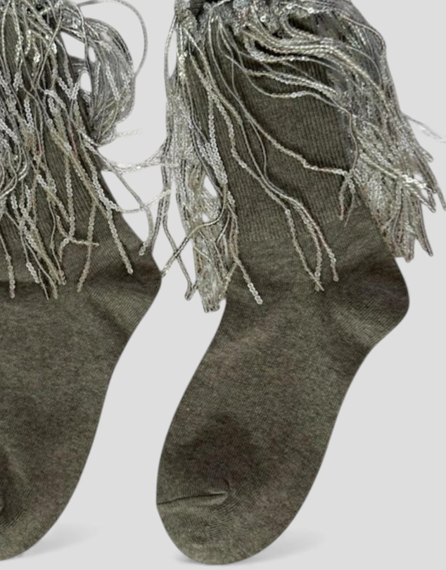 High Heel Jungle - Bowie Cotton Socks With Glitter Fringe
