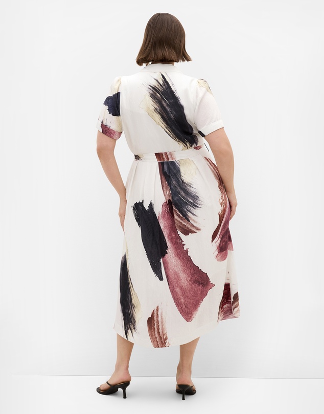 City Chic - Plus size Alexi Muse Print Shirt Dress - ivory