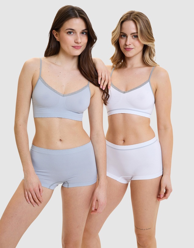Billet Doux - Zen Attitude Crop Top Style Wirefree Bralette - 2 Pack