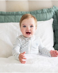 Grow Kindly - Light Zippee Baby Romper in Dusk Blue Stripe (0.2 TOG)