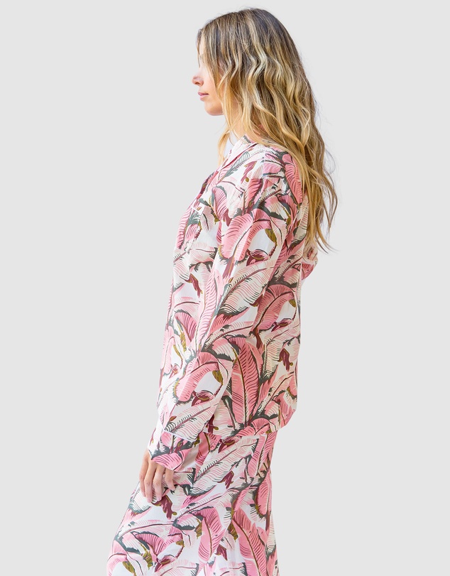 Sant And Abel - Women's Martinique® Pink Banana Leaf Long PJ Set