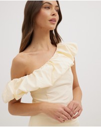 Dazie - Darling Delight One Shoulder Ruffle Top