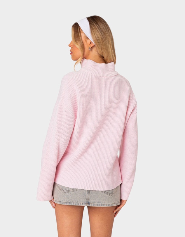 EDIKTED - Amour High Neck Oversized Zip Sweater