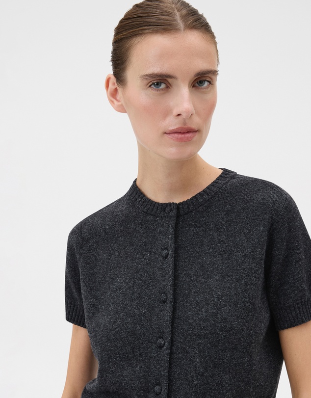 Oroton - Short Sleeve Wool Crew Cardigan
