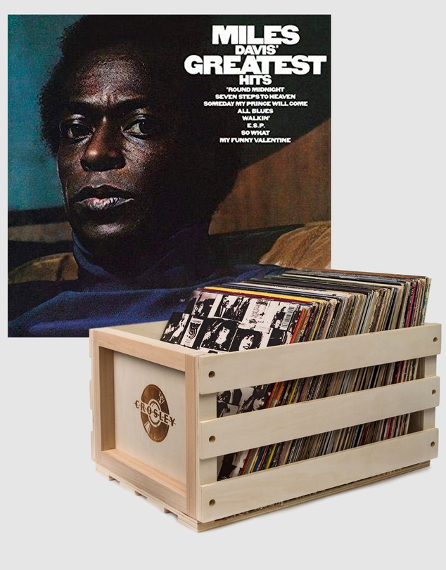 Sony Music - Crosley Record Storage Crate Miles Davis Greatest Hits Vinyl Album Bundle