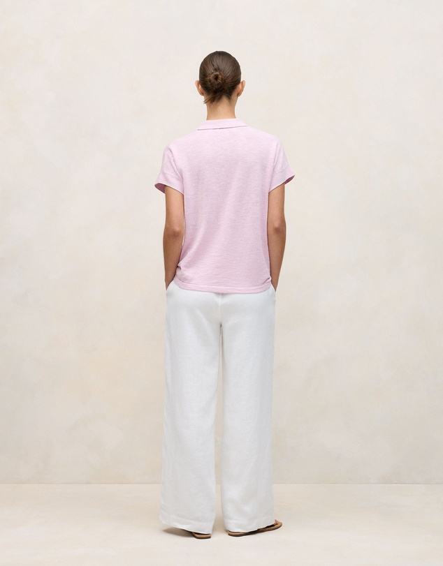 Trenery - Linen Cotton Relaxed Knit Polo in Soft Lilac