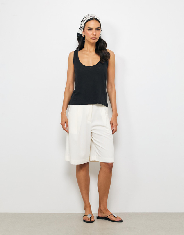 AERE - Linen Blend Scoop Tank