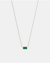 Kirstin Ash - Baguette Birthstone Necklace May Green Onyx