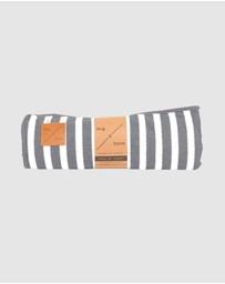 Mog & Bone - Fleece Pet Blanket - Charcoal Hamptons Stripe Print