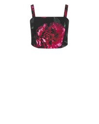 City Chic - Plus size Bianka Bloom Print Crop Top - black