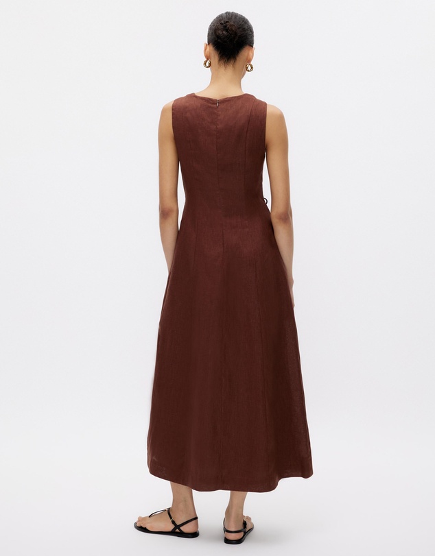 Minima Esenciales - Reyna Gathered Linen Midi Dress