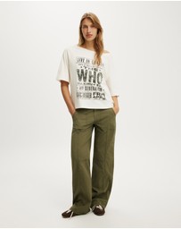 Cotton On - Lcn Music Off Shoulder Boxy Graphic Tee