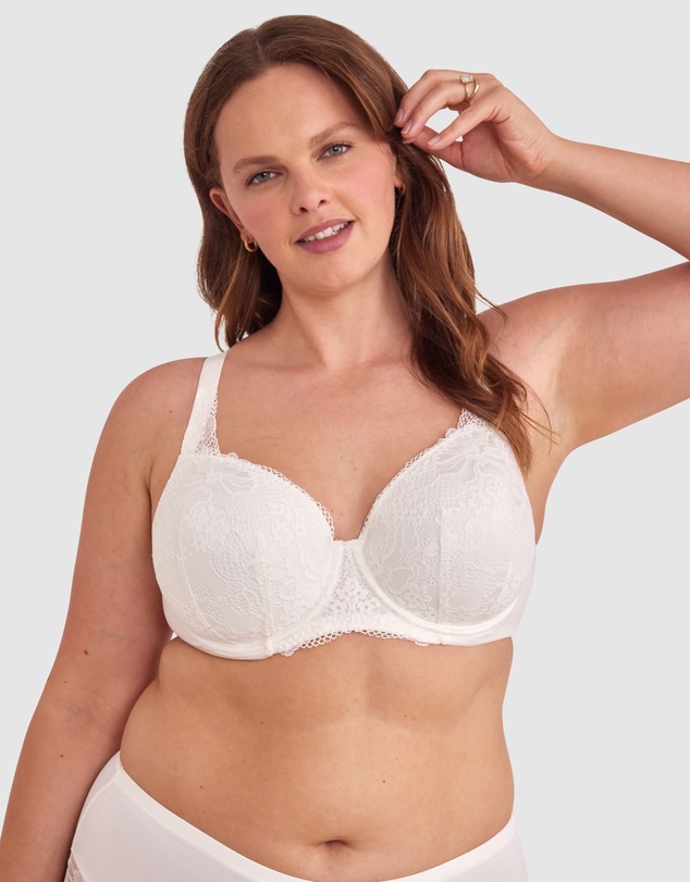 Bras N Things - Body Bliss Full Lace Curvy Balconette Bra - Ivory