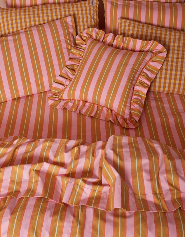 Mosey Me - Sunrise Stripe Ruffle Cushion