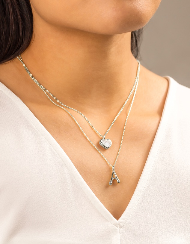 Wanderlust + Co - Alphabet Bubble Silver Necklace - Letter A