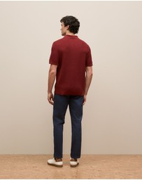 Trenery - Cotton Texture Stitch Polo in Auburn