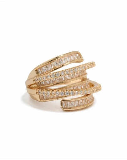 Lovisa - Gold Cubic Zirconia Molten Wrap Around Ring