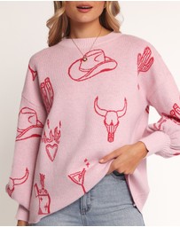 Petal & Pup - Jax Western Knit Sweater - Pink