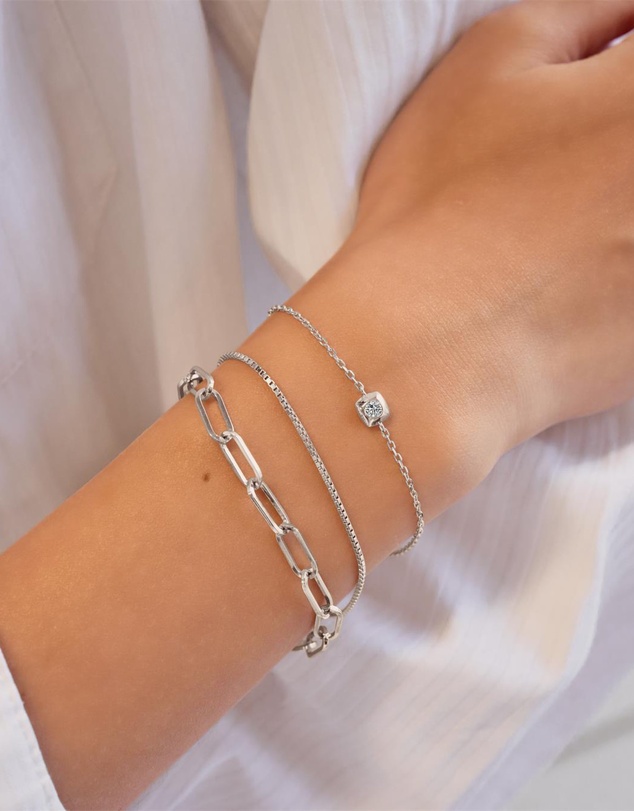 Ania Haie - Ania Haie Silver Modern Bezel-Set Solitaire Bracelet
