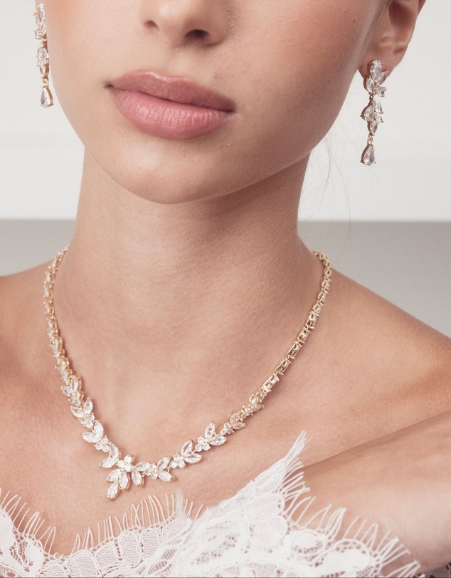 The White Collection - Courtney - Statement Gold Bridal Necklace