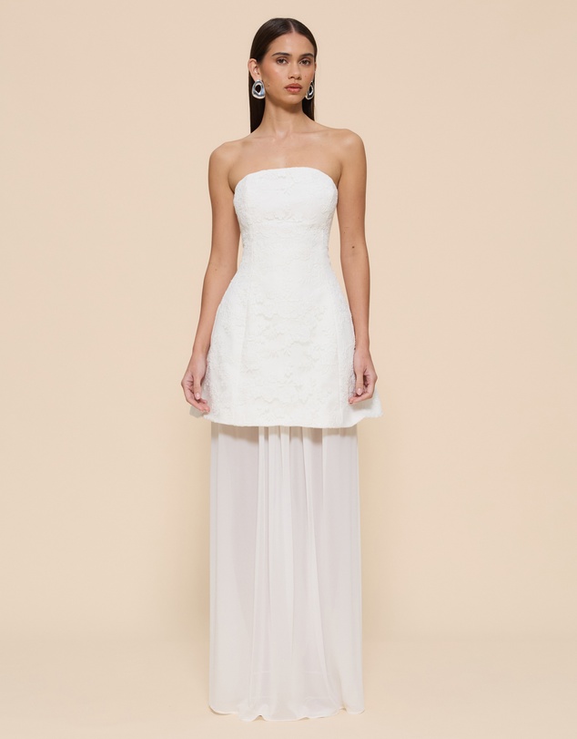 CHANCERY - Mia Strapless Lace And Chiffon Maxi Dress