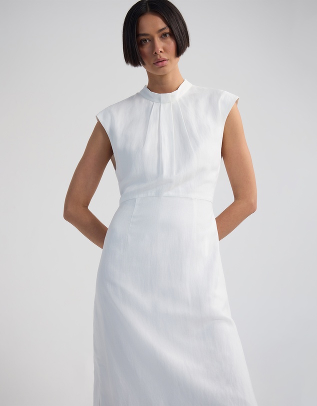 Oxford - Ingrid Fringe Trim Linen Blend Dress