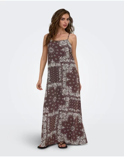 ONLY - Ambel Bandana Print Mini Strap Long Dress