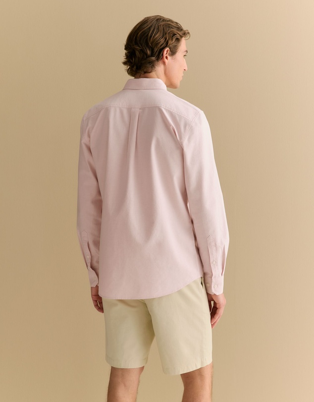 Trenery - Regular Fit Yarn Dyed Cotton Monogram Oxford Shirt in Ash Pink