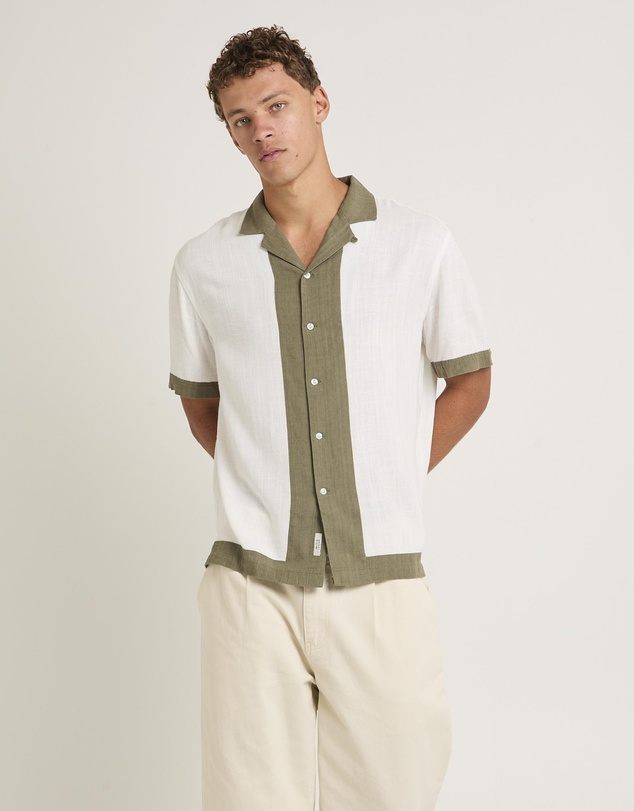 Arvust - Border Linen Short Sleeve Shirt