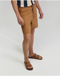 Oxford - Rocco Zip Front Linen Blend Shorts