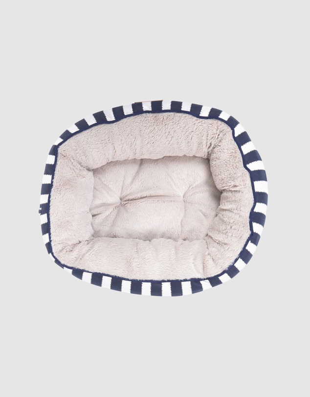 Mog & Bone - Reversible Cat Bed - Navy Hamptons Stripe Print
