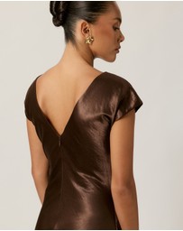 Tussah - Amy Boat Neck Satin Midi Dress