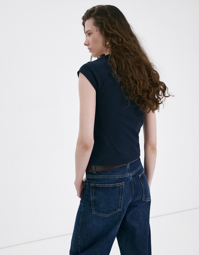 M.N.G - Cotton T-Shirt with Contrast Piping