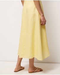 AERE - Maris Pintuck Strapless Linen Midi Dress