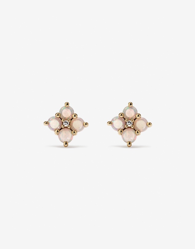 Michael Hill - Australian Opal & Diamond Accent Stud Earrings in 10kt Yellow Gold