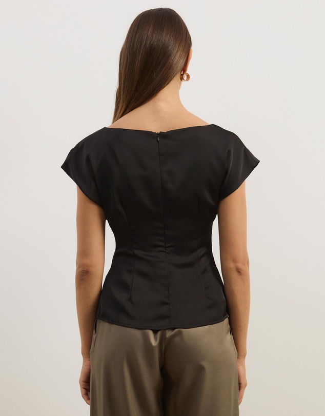 Atmos&Here - Aureline Satin Boat Neck Top