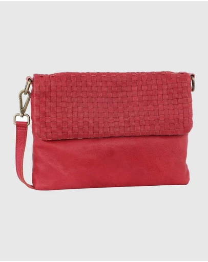Pierre Cardin - Woven Leather Flap Cross-Body Clutch