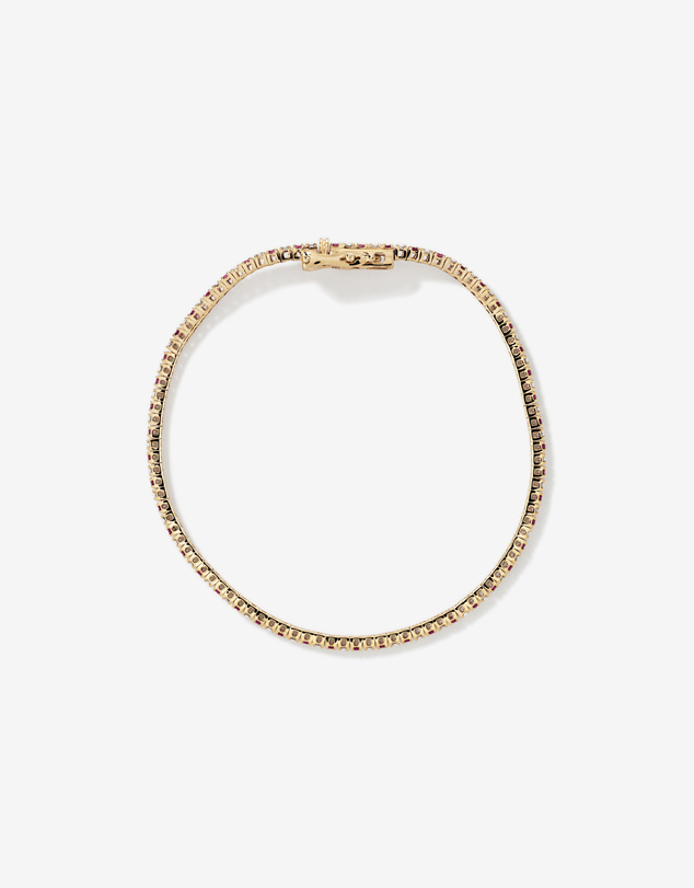 Michael Hill - 0.68 Carat TW Diamond and Created Emerald Tennis Bracelet in 10kt Yellow Gold
