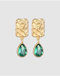 Elli Jewelry - Earrings Ear Hanger Drop Organic Design Quartz Gemstone in 925 Sterling Silver Gold Plated
