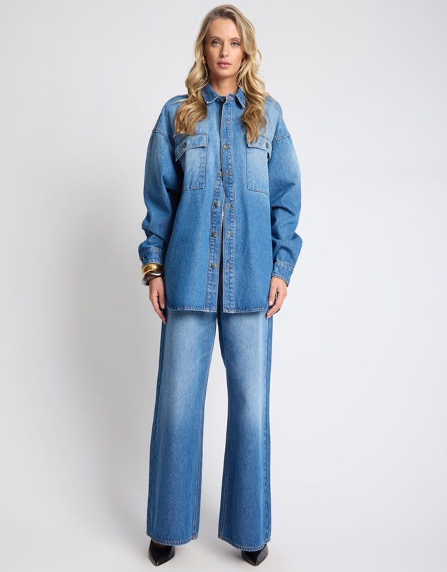 ONE TEASPOON - Oversized Denim Shirt - Pacifica Blue