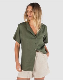 CAMIXA - REVERE Open Collar Short Sleeve Linen shirt