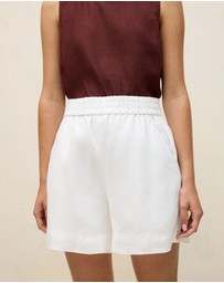 Trenery - Linen Relaxed Pull On Short in White