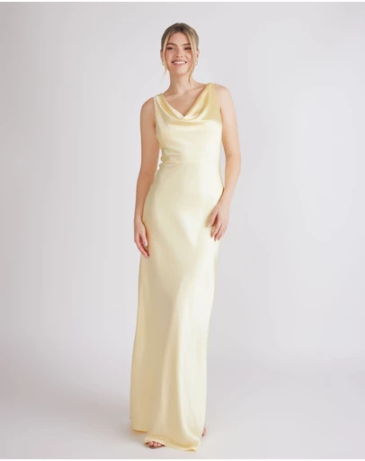 Six Stories - Cowl Front Satin Bridesmaid Dress
