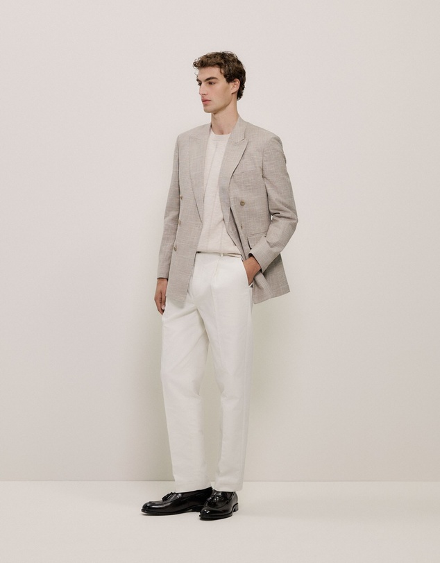 Trenery - Linen Cotton Slub Knit T-shirt in Stone