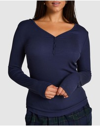 Hunkemoller - Long Sleeve Rib Modal Henley Top