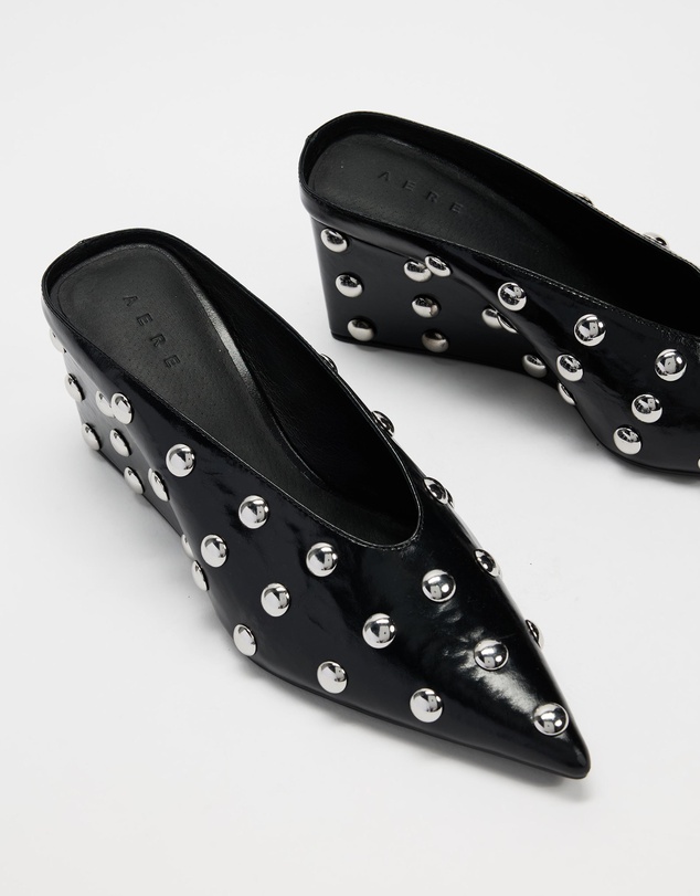 AERE - Studded Leather Wedge Pumps